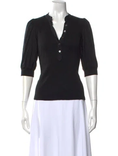 Pre-owned Veronica Beard V-neck Three-quarter Sleeve Top In Black