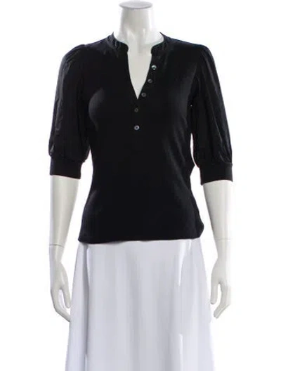 Pre-owned Veronica Beard V-neck Three-quarter Sleeve Top In Black