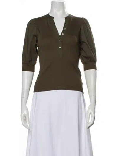 Pre-owned Veronica Beard V-neck Three-quarter Sleeve Top In Black