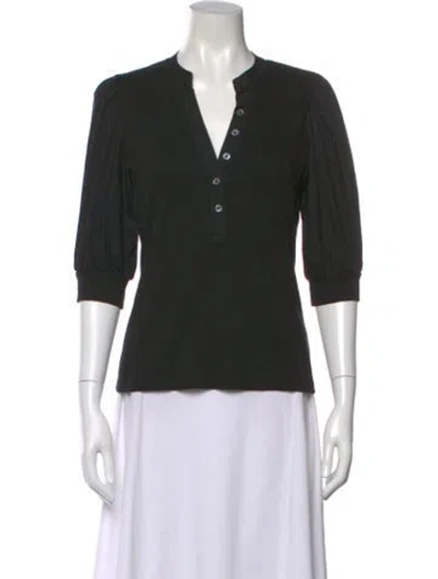 Pre-owned Veronica Beard V-neck Three-quarter Sleeve Top In Black