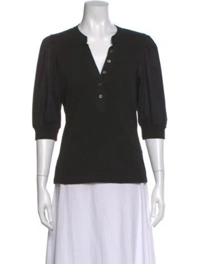 Pre-owned Veronica Beard V-neck Three-quarter Sleeve Top In Black