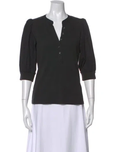 Pre-owned Veronica Beard V-neck Three-quarter Sleeve Top In Black