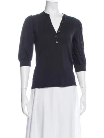 Pre-owned Veronica Beard V-neck Three-quarter Sleeve Top In Black