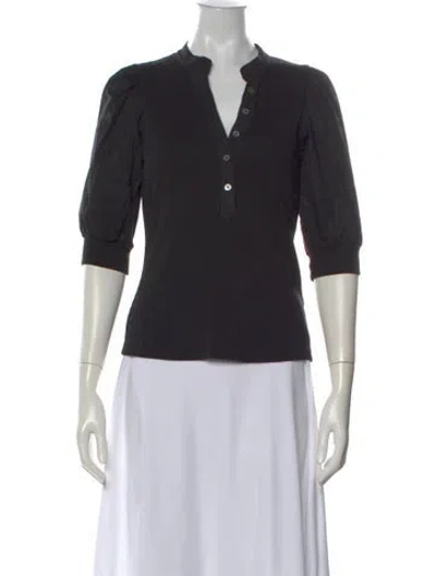 Pre-owned Veronica Beard V-neck Three-quarter Sleeve Top In Black