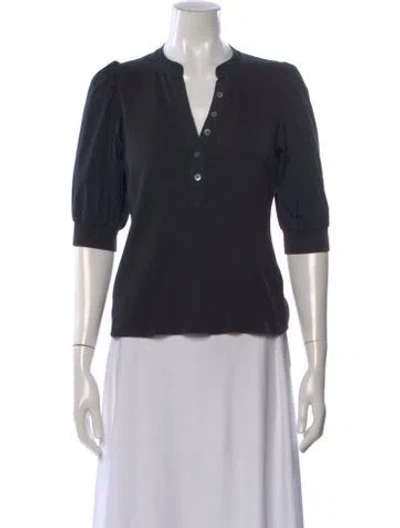 Pre-owned Veronica Beard V-neck Three-quarter Sleeve Top In Black