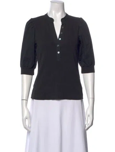 Pre-owned Veronica Beard V-neck Three-quarter Sleeve Top In Black