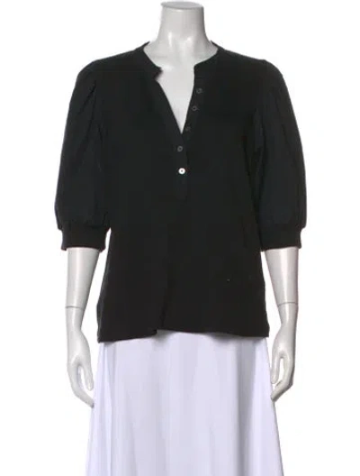 Pre-owned Veronica Beard V-neck Three-quarter Sleeve Top In Black