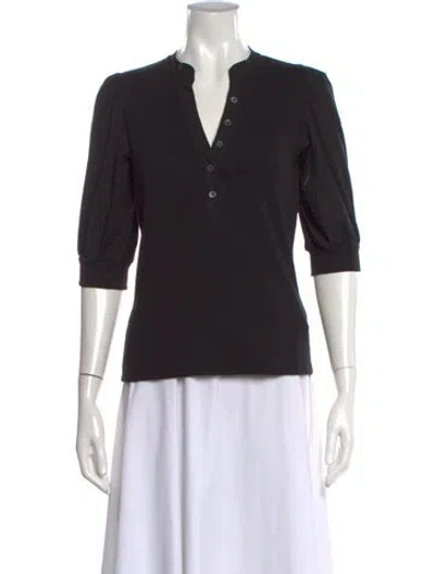 Pre-owned Veronica Beard V-neck Three-quarter Sleeve Top In Black