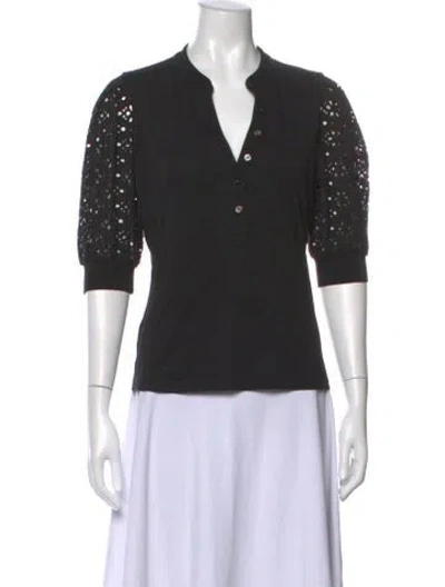 Pre-owned Veronica Beard V-neck Three-quarter Sleeve Top In Black