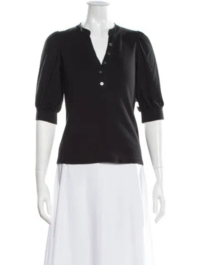 Pre-owned Veronica Beard V-neck Three-quarter Sleeve Top In Black