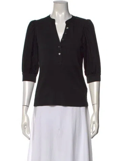 Pre-owned Veronica Beard V-neck Three-quarter Sleeve Top In Black