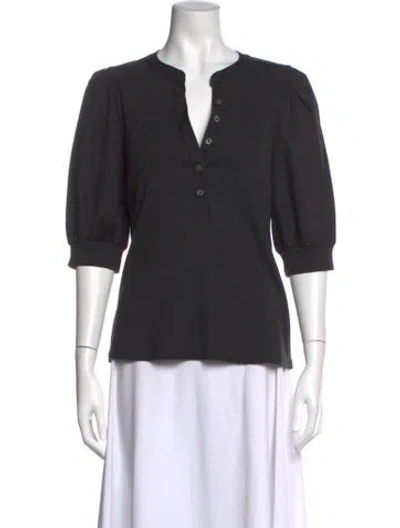 Pre-owned Veronica Beard V-neck Three-quarter Sleeve Top In Black