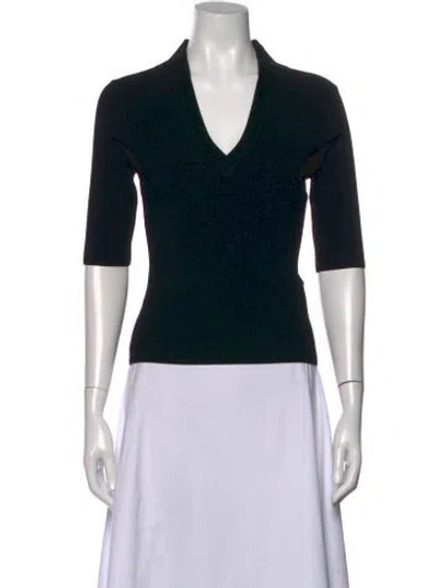 Pre-owned Veronica Beard V-neck Three-quarter Sleeve Top In Black
