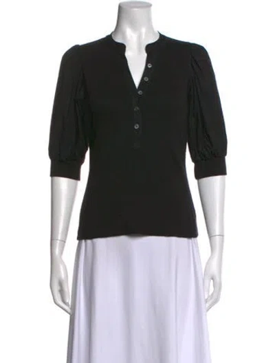 Pre-owned Veronica Beard V-neck Three-quarter Sleeve Top In Black