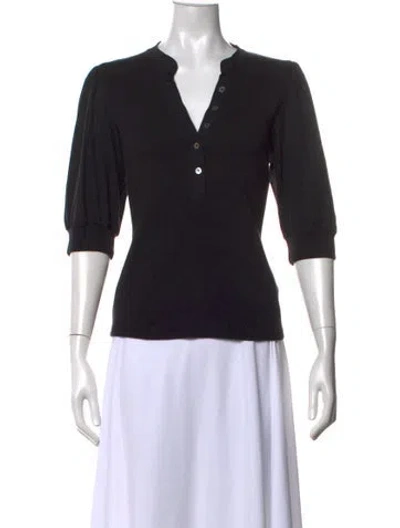 Pre-owned Veronica Beard V-neck Three-quarter Sleeve Top In Black