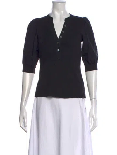 Pre-owned Veronica Beard V-neck Three-quarter Sleeve Top In Black