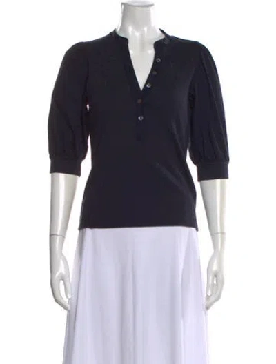 Pre-owned Veronica Beard V-neck Three-quarter Sleeve Top In Blue