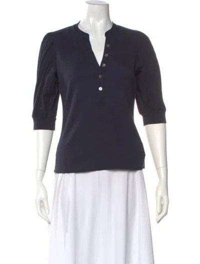 Pre-owned Veronica Beard V-neck Three-quarter Sleeve Top In Blue