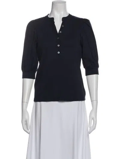 Pre-owned Veronica Beard V-neck Three-quarter Sleeve Top In Blue