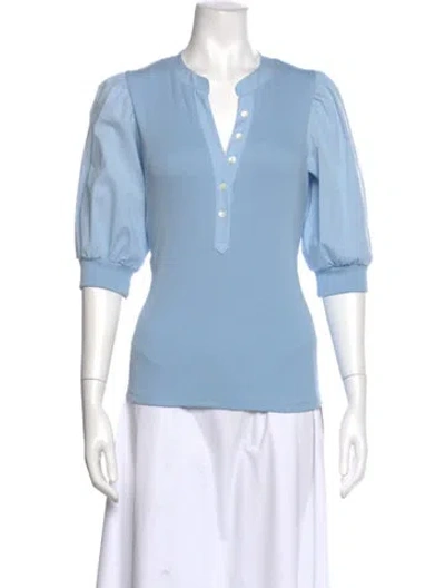 Pre-owned Veronica Beard V-neck Three-quarter Sleeve Top In Blue