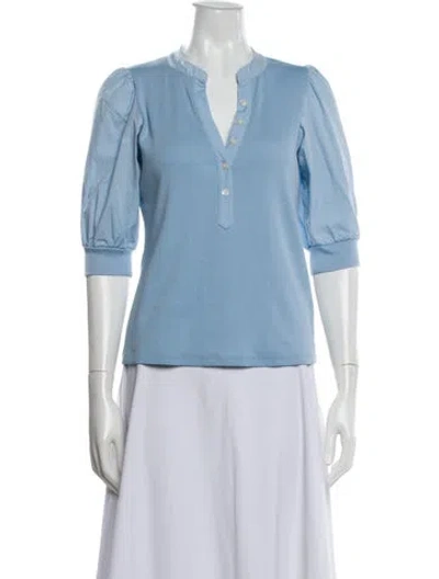 Pre-owned Veronica Beard V-neck Three-quarter Sleeve Top In Blue