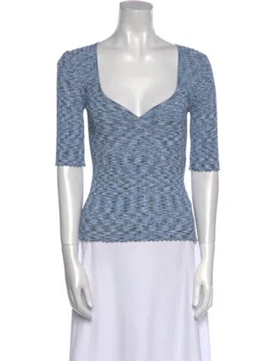Pre-owned Veronica Beard V-neck Three-quarter Sleeve Top In Blue