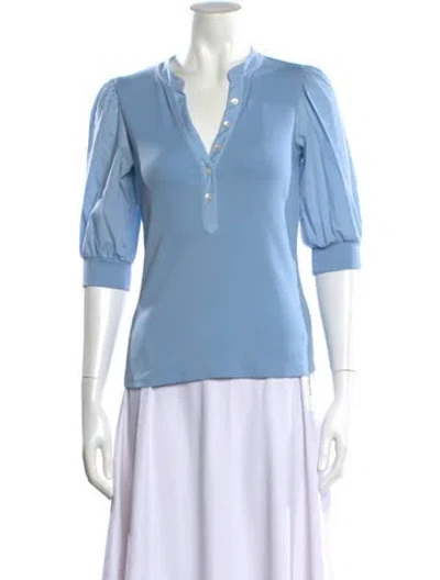 Pre-owned Veronica Beard V-neck Three-quarter Sleeve Top In Blue