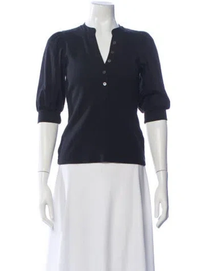 Pre-owned Veronica Beard V-neck Three-quarter Sleeve Top In Blue