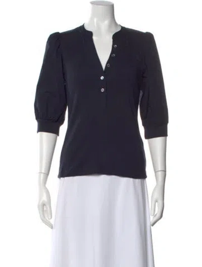 Pre-owned Veronica Beard V-neck Three-quarter Sleeve Top In Blue