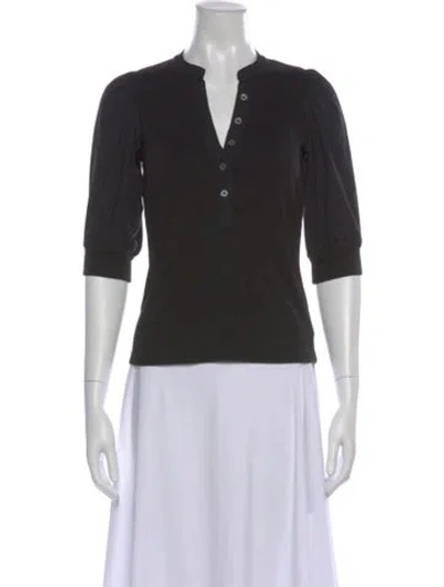 Pre-owned Veronica Beard V-neck Three-quarter Sleeve Top In Blue