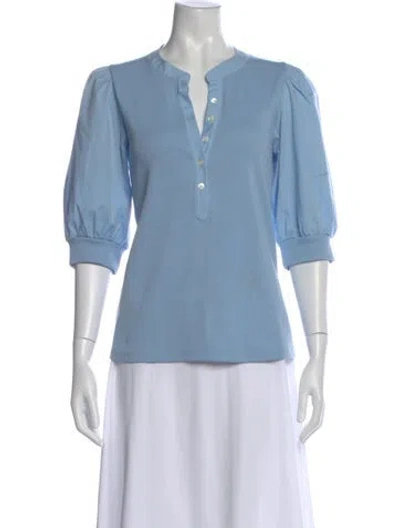 Pre-owned Veronica Beard V-neck Three-quarter Sleeve Top In Blue