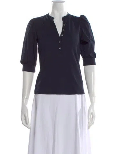 Pre-owned Veronica Beard V-neck Three-quarter Sleeve Top In Blue
