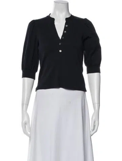 Pre-owned Veronica Beard V-neck Three-quarter Sleeve Top In Blue