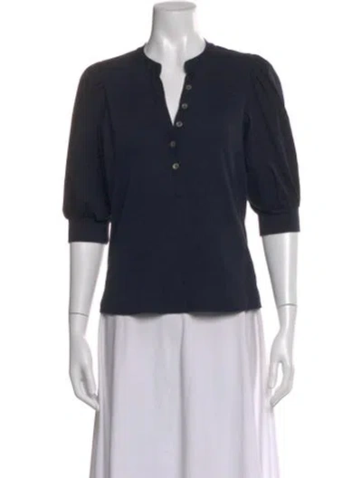 Pre-owned Veronica Beard V-neck Three-quarter Sleeve Top In Blue