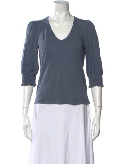 Pre-owned Veronica Beard V-neck Three-quarter Sleeve Top In Blue