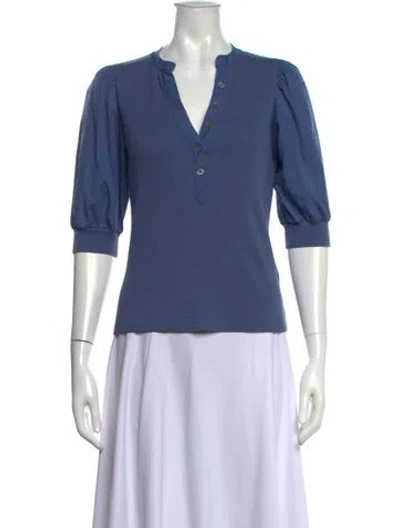 Pre-owned Veronica Beard V-neck Three-quarter Sleeve Top In Blue