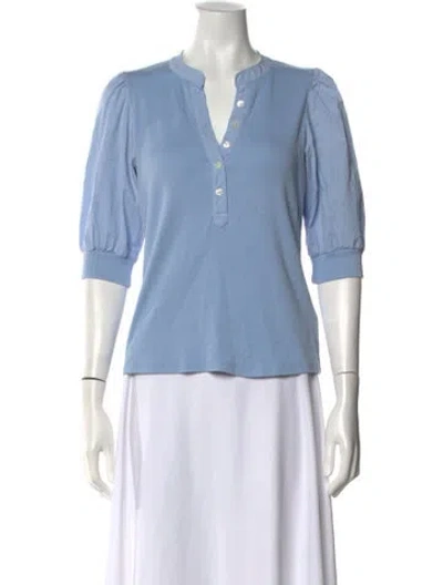 Pre-owned Veronica Beard V-neck Three-quarter Sleeve Top In Blue