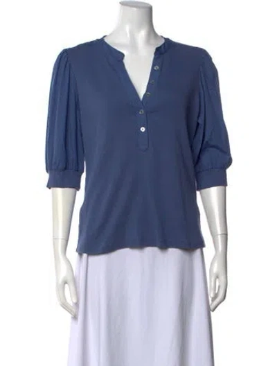 Pre-owned Veronica Beard V-neck Three-quarter Sleeve Top In Blue