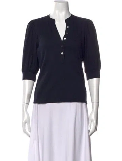 Pre-owned Veronica Beard V-neck Three-quarter Sleeve Top In Blue