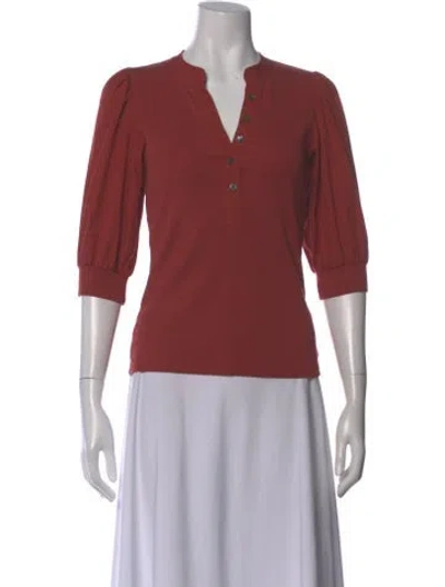 Pre-owned Veronica Beard V-neck Three-quarter Sleeve Top In Brown
