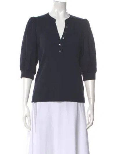 Pre-owned Veronica Beard V-neck Three-quarter Sleeve Top In Gray