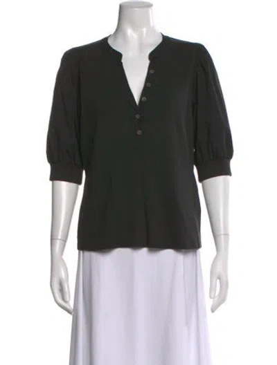 Pre-owned Veronica Beard V-neck Three-quarter Sleeve Top In Gray