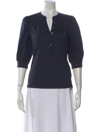 Pre-owned Veronica Beard V-neck Three-quarter Sleeve Top In Gray