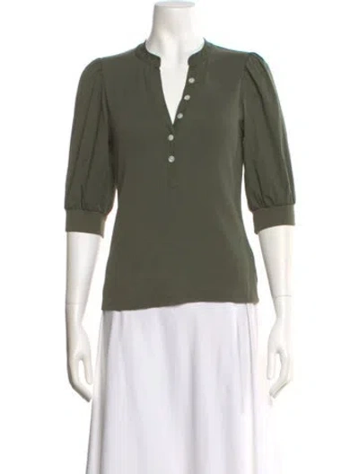 Pre-owned Veronica Beard V-neck Three-quarter Sleeve Top In Green