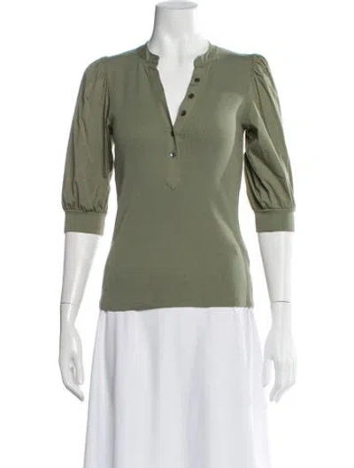 Pre-owned Veronica Beard V-neck Three-quarter Sleeve Top In Green