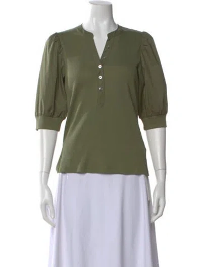 Pre-owned Veronica Beard V-neck Three-quarter Sleeve Top In Green