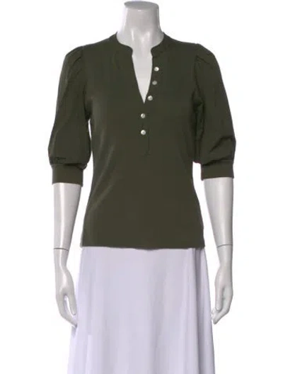 Pre-owned Veronica Beard V-neck Three-quarter Sleeve Top In Green