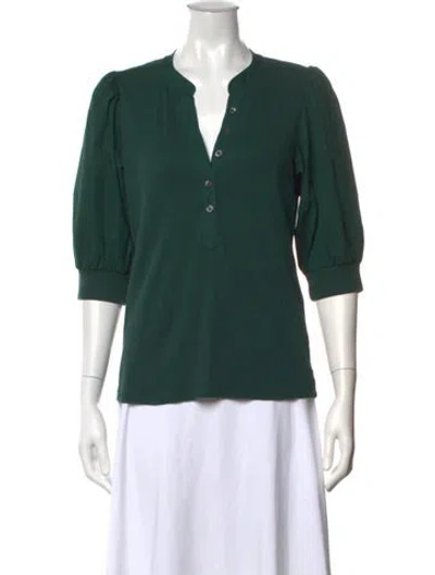Pre-owned Veronica Beard V-neck Three-quarter Sleeve Top In Green
