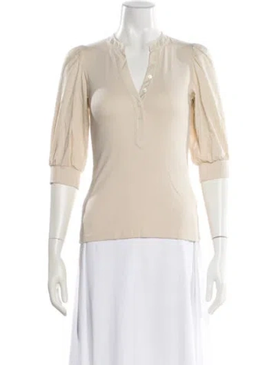 Pre-owned Veronica Beard V-neck Three-quarter Sleeve Top In Neutral