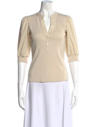 Pre-owned Veronica Beard V-neck Three-quarter Sleeve Top In Neutral